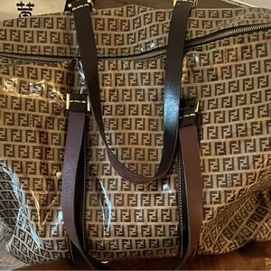 Fendi Black and Brown Monogram Zippered Bag
